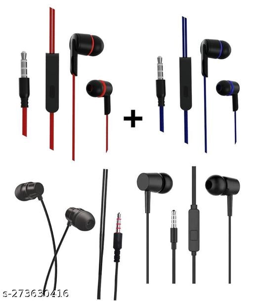 Wired Earphones (Multicolor, Pack of 4)